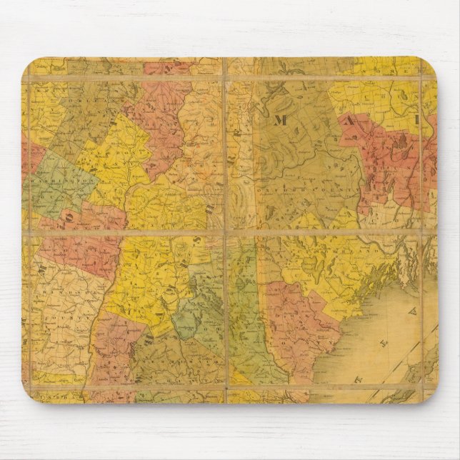 Tapis De Souris Une carte des États de la Nouvelle-Angleterre (Devant)
