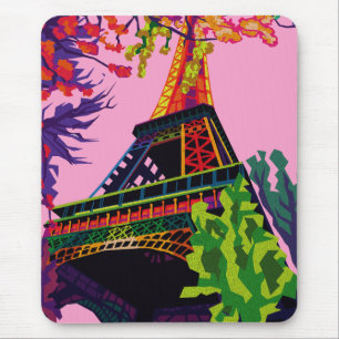 Tapis De Souris Une célébration colorée de la Tour Eiffel