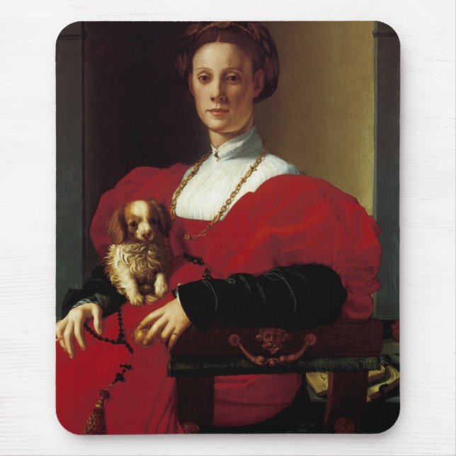 Tapis De Souris Une dame en robe rouge (Devant)