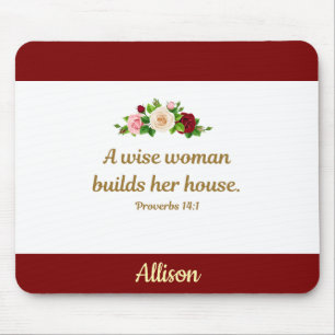Tapis De Souris Une Femme Sage - Proverbes 14:1 Personnalisé