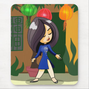 Tapis De Souris Une fille vietnamienne dans un Ao Dai