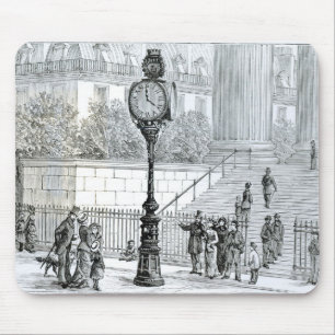 Tapis De Souris Une foule admire une horloge pneumatique