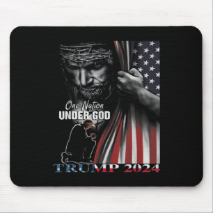 Tapis De Souris Une nation sous Dieu Trump 2024 Dieu drapeau améri