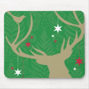 Tapis De Souris Une silhouette d'un cerf commun avec des étoiles