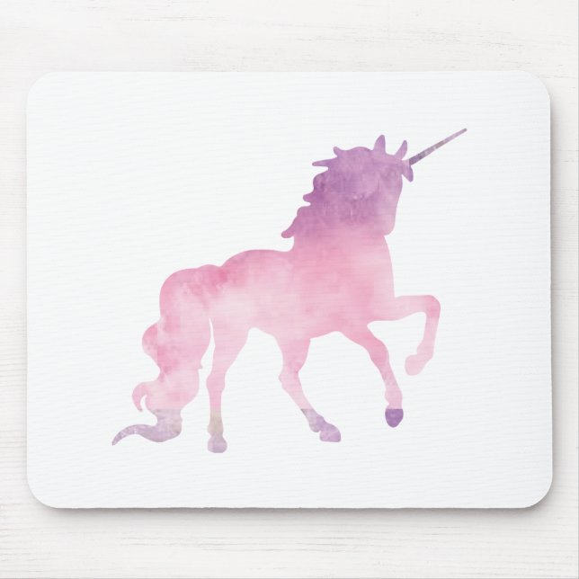 Tapis De Souris Unicorne rose aquarelle douce (Devant)