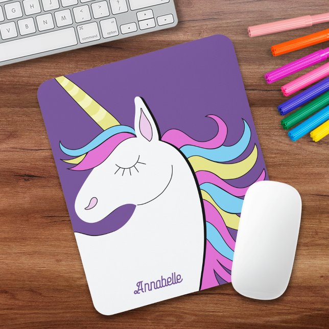 Tapis De Souris Unicorne violet enfants roses Adultes (Unicorn Pink Purple Personalized Mousepad)