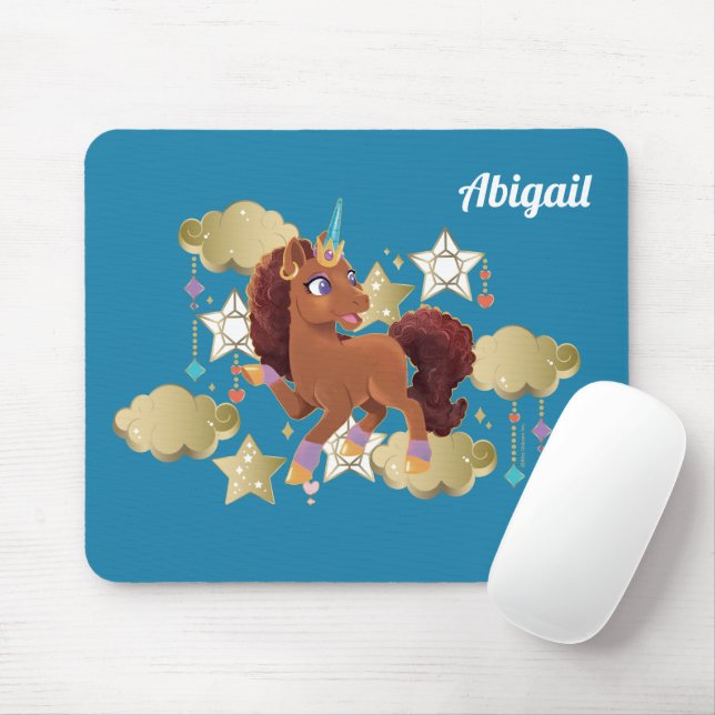 Tapis De Souris Unique aux étoiles et aux nuages Unicorne (Avec souris)
