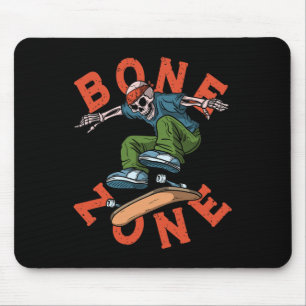 Tapis De Souris Urne Drôle Squelette Zone Os Skateboardeur Grunge