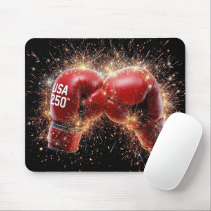 Tapis De Souris USA 250ème Fête Avec Gants Red Boxing