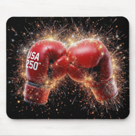 Tapis De Souris USA 250ème Fête Avec Gants Red Boxing