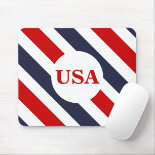 Tapis De Souris USA Rouge blanc et bleu rayé