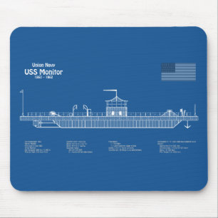 Tapis De Souris USS Monitor - Plan de plan d'expédition ABD