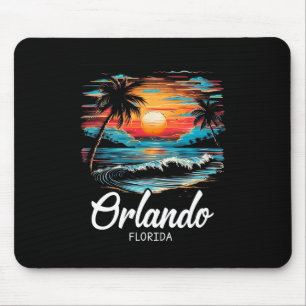 Tapis De Souris Vacances en famille Retro Sunset Floride Orlando
