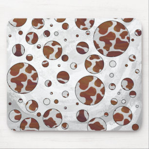 Tapis De Souris Vache à pois Marron et blanc imprimé