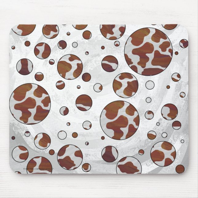 Tapis De Souris Vache à pois Marron et blanc imprimé (Devant)