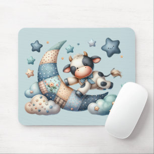 Tapis De Souris Vache au crochet mignonne sur la lune avec étoiles