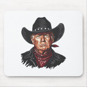 Tapis De Souris Vache drôle Western Donald Trump Drapeau américain