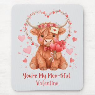 Tapis De Souris Vache highlandaise mignonne de la Saint-Valentin a