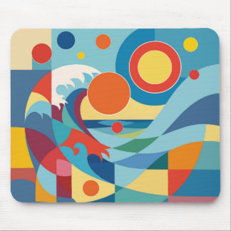 Tapis De Souris Vague océane au lever du soleil
