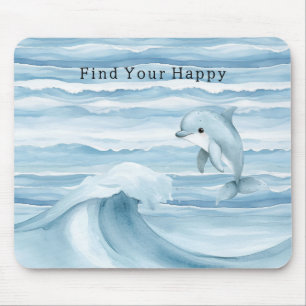 Tapis De Souris Vagues de dauphin d'océan bleu heureux