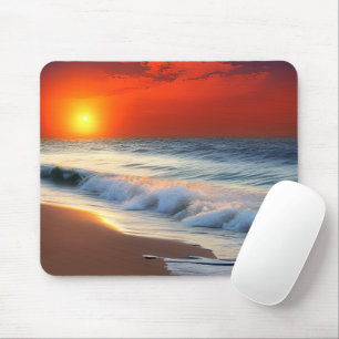 Tapis De Souris Vagues océaniques et coucher de soleil sur douche 