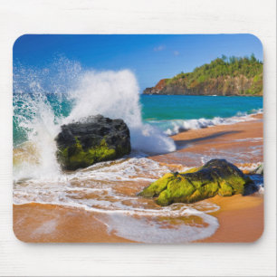 Tapis De Souris Vagues se brisant sur la plage, Hawaï