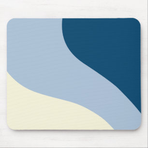 Tapis De Souris Vagues simples - bleu foncé, bleu clair et crème