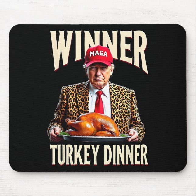 Tapis De Souris Vainqueur du dîner Turquie Dîner Drôle Trump (Devant)