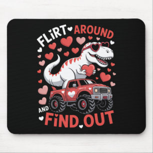 Tapis De Souris Valentine Dinosaur Monster Truck Flirte Autour Et