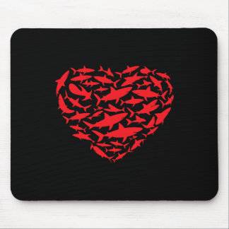 Tapis De Souris Valentine Sharks Heart Sea Animal Lover Ocean Wild