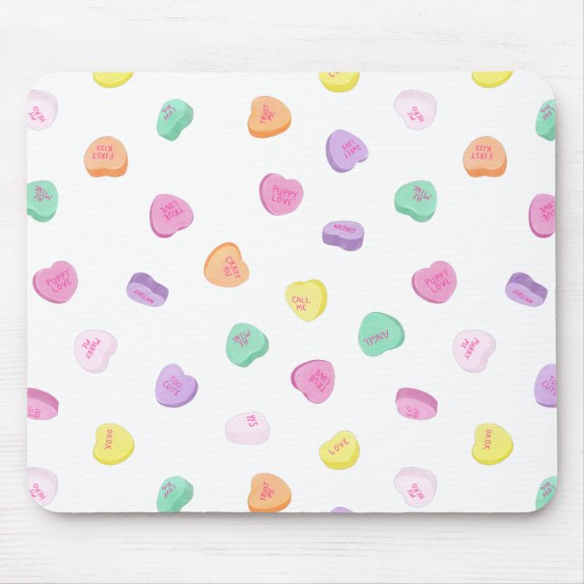 Tapis De Souris Valentines Day Candy Hearts Motif (Devant)