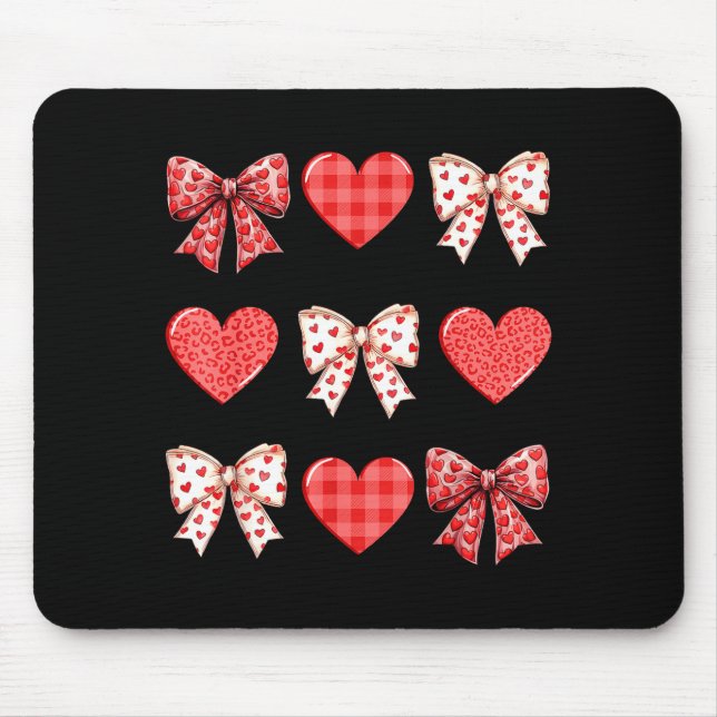 Tapis De Souris Valentines Day Hearts Leopard Coquette Bow Women G (Devant)
