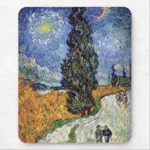 Tapis De Souris Van Gogh - Route Avec Cyprès