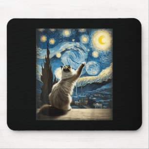 Tapis De Souris Van Gogh Starry Style Nuit Art Ragdoll Chat