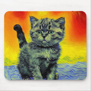Tapis De Souris Van Gogh Style Chat Sunset Beach