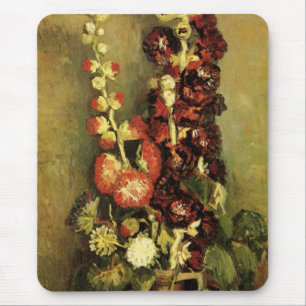 Tapis De Souris Vase aux roses trémières par Vincent van Gogh