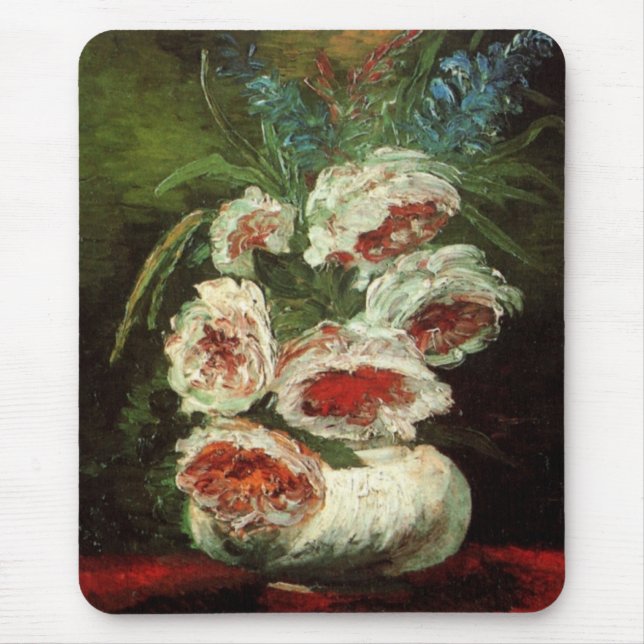 Tapis De Souris Vase avec pivoines par Vincent van Gogh (Devant)