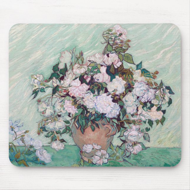 Tapis De Souris Vase avec roses roses roses, Van Gogh (Devant)