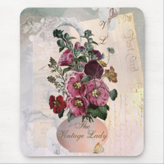 Tapis De Souris Vase-Dame Vintage + Monogramme
