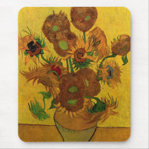 Tapis De Souris Vase de fleurs avec 15 tournesols Vincent van Gogh