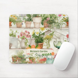 Tapis De Souris Vase de fleurs botaniques Jardin Plante Aquarelle