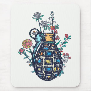 Tapis De Souris Vase de grenade à main de fleurs