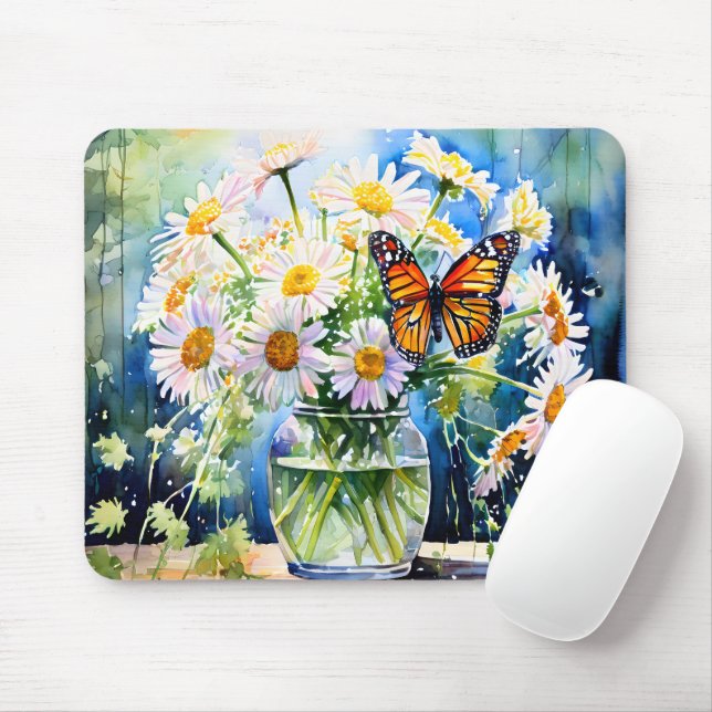 Tapis De Souris Vase de marguerites joli floral (Avec souris)