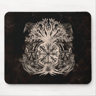 Tapis De Souris Vegvisir -Yggdrasil Avec Ravens & Wolves