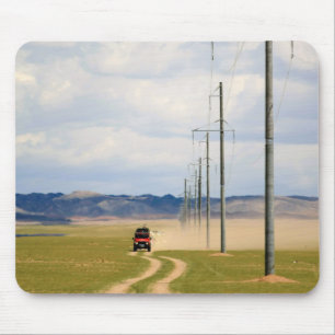 Tapis De Souris Véhicules 4X4 Sur Dirt Road, Désert De Gobi