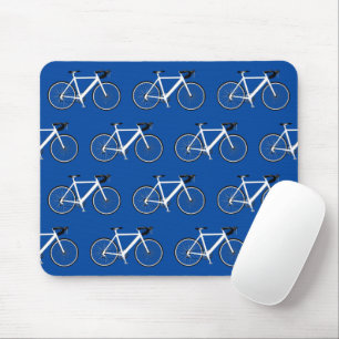 Tapis De Souris Vélo Blanc Sur Plaquette Souris Bleue
