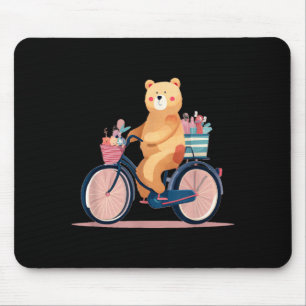Tapis De Souris Vélo de femme mignonne avec graphique de nounours
