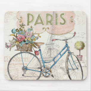 Tapis De Souris Vélo de Paris avec des fleurs