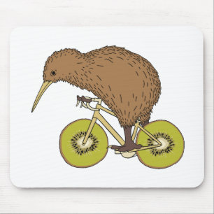 Tapis De Souris Vélo d'équitation de kiwi avec des roues de kiwi