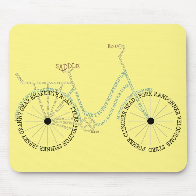 Tapis De Souris Vélo Vélo Vélo Vélo Vélo Mot d'art (Devant)